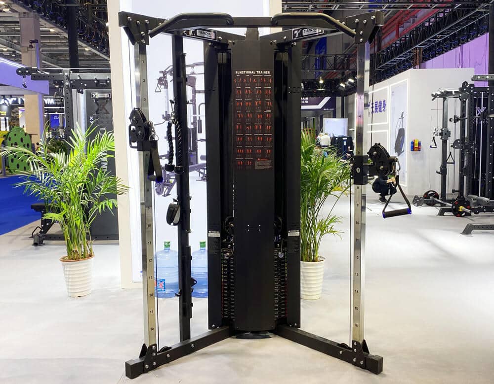 Commercial-grade Multi Functional Trainer targeting chest, back, shoulders, arms, and legs